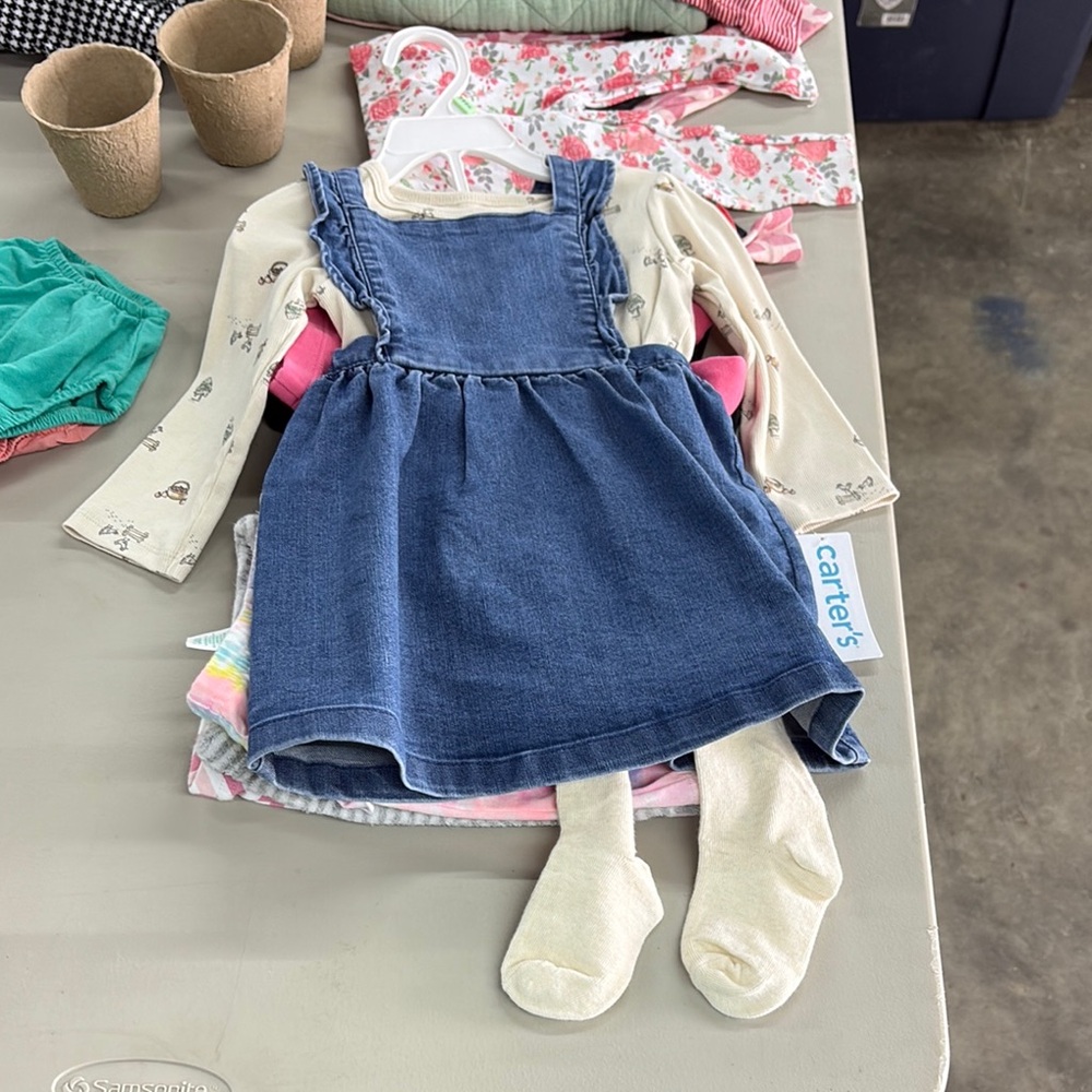 Carter's Denim Jumper with Cream Leggings